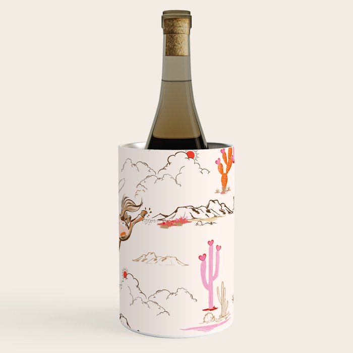 Equestrian Cowgirl Western Rodeo Pattern Wine Chiller Gallery Image 3
