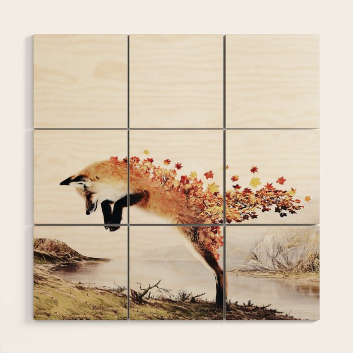 Autumn Fox Wood Wall Art Gallery Image 1