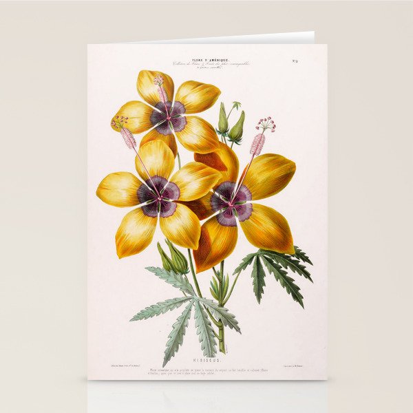 Hibiscus from "Flore dâAmÃ©rique" by Ãtienne Denisse, 1840s Stationery Card Gallery Image 1