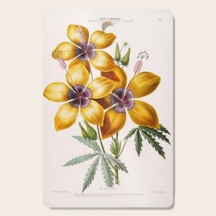 Hibiscus from "Flore dâAmÃ©rique" by Ãtienne Denisse, 1840s Cutting Board Gallery Image 1