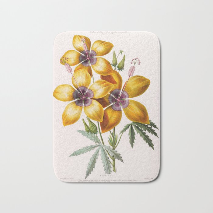 Hibiscus from "Flore dâAmÃ©rique" by Ãtienne Denisse, 1840s Bath Mat Gallery Image 1