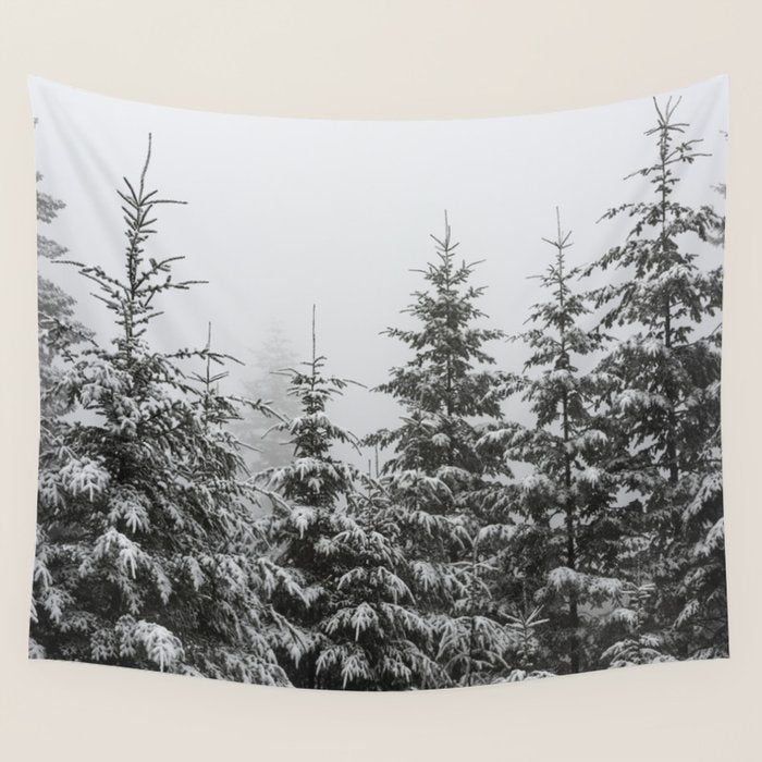 Winter Forest Fir Tree Snow II - Nature Photography Wall Tapestry Gallery Image 4