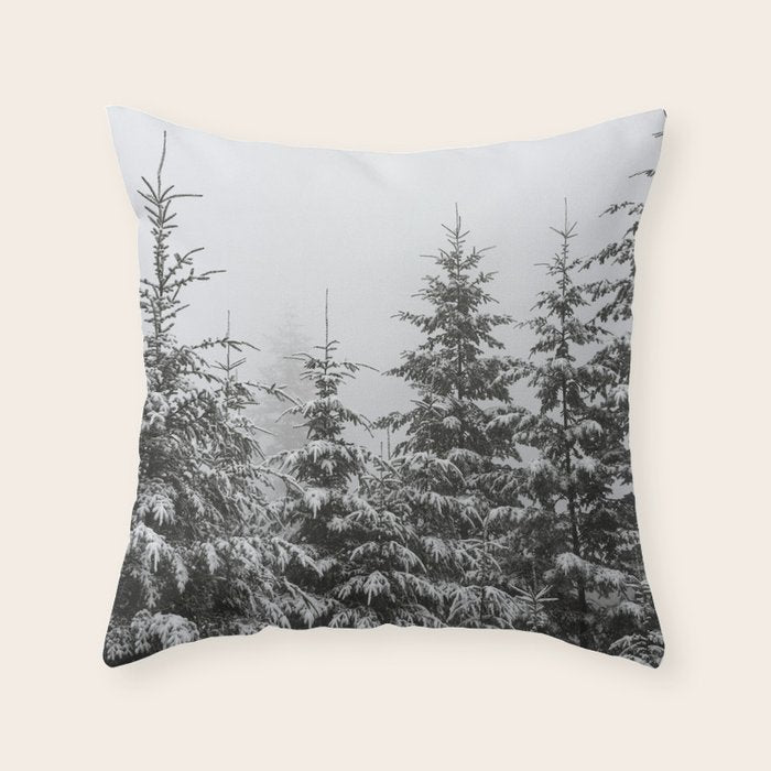 Winter Forest Fir Tree Snow II - Nature Photography Throw Pillow Gallery Image 1