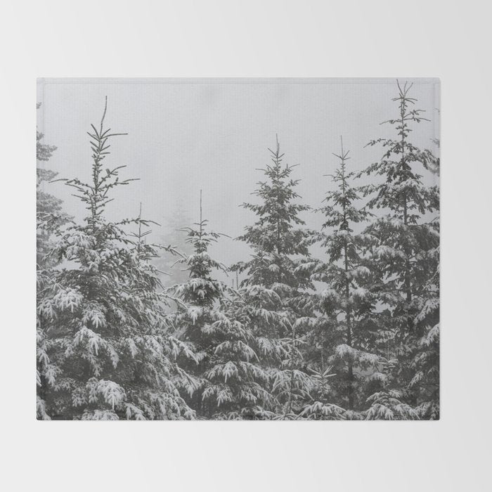 Winter Forest Fir Tree Snow II - Nature Photography Throw Blanket Gallery Image 2