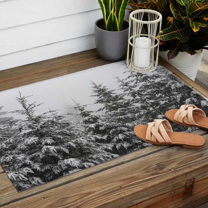 Winter Forest Fir Tree Snow II - Nature Photography Outdoor Rug Gallery Image 2