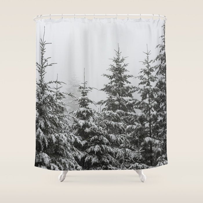 Winter Forest Fir Tree Snow II - Nature Photography Shower Curtain Gallery Image 1