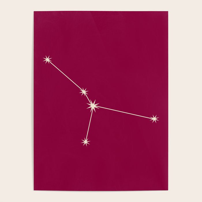 Cancer Zodiac Star Constellation Line Art Magenta Pink Poster Gallery Image 1