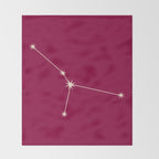 Cancer Zodiac Star Constellation Line Art Magenta Pink Throw Blanket Gallery Image 2