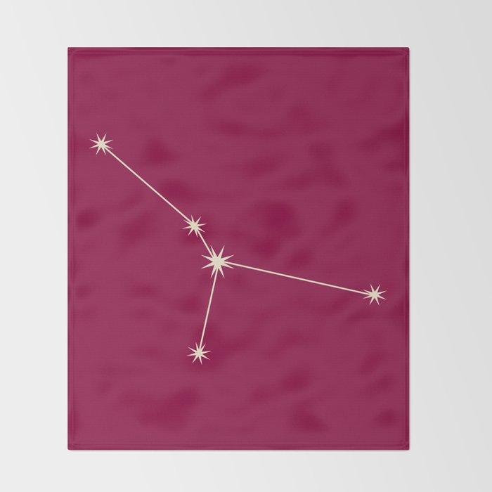 Cancer Zodiac Star Constellation Line Art Magenta Pink Throw Blanket Gallery Image 2