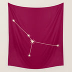Cancer Zodiac Star Constellation Line Art Magenta Pink Wall Tapestry Gallery Image 4