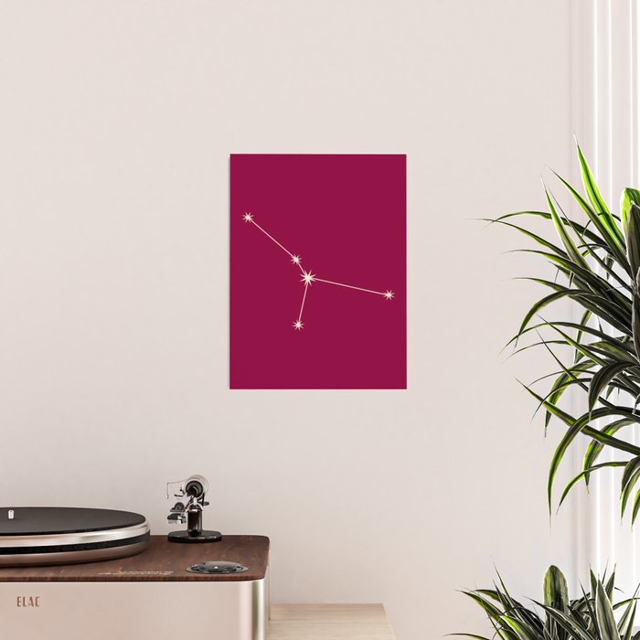 Cancer Zodiac Star Constellation Line Art Magenta Pink Poster Gallery Image 2