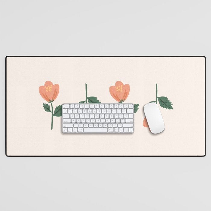 Pink Peony Pattern Desk Mat Gallery Image 1