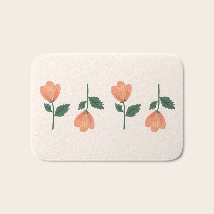 Pink Peony Pattern Bath Mat Gallery Image 1