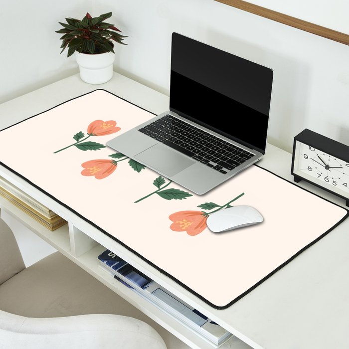 Pink Peony Pattern Desk Mat Gallery Image 2