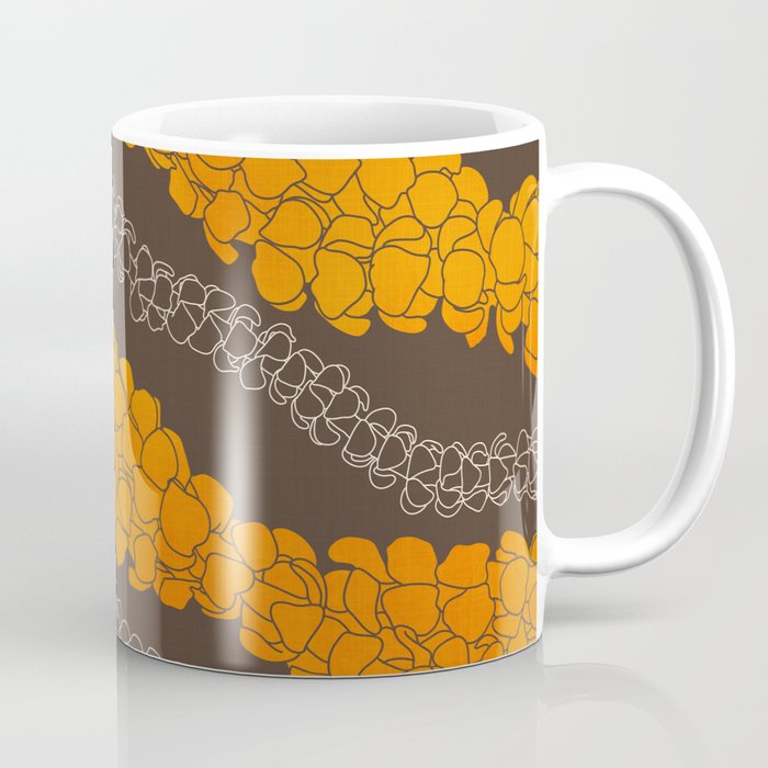 Hawaiian Puakenikeni lei on brown Coffee Mug Gallery Image 1
