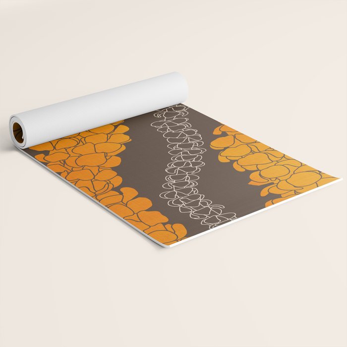 Hawaiian Puakenikeni lei on brown Yoga Mat Gallery Image 2