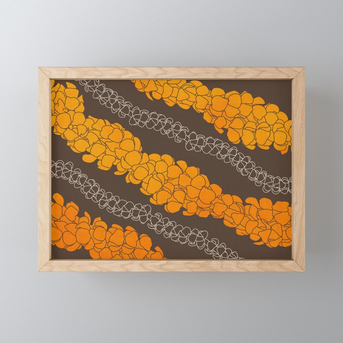 Hawaiian Puakenikeni lei on brown Mini Art Print Gallery Image 1