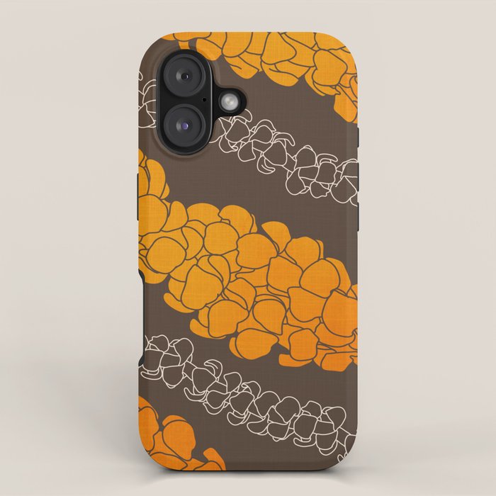 Hawaiian Puakenikeni lei on brown iPhone Case Gallery Image 1