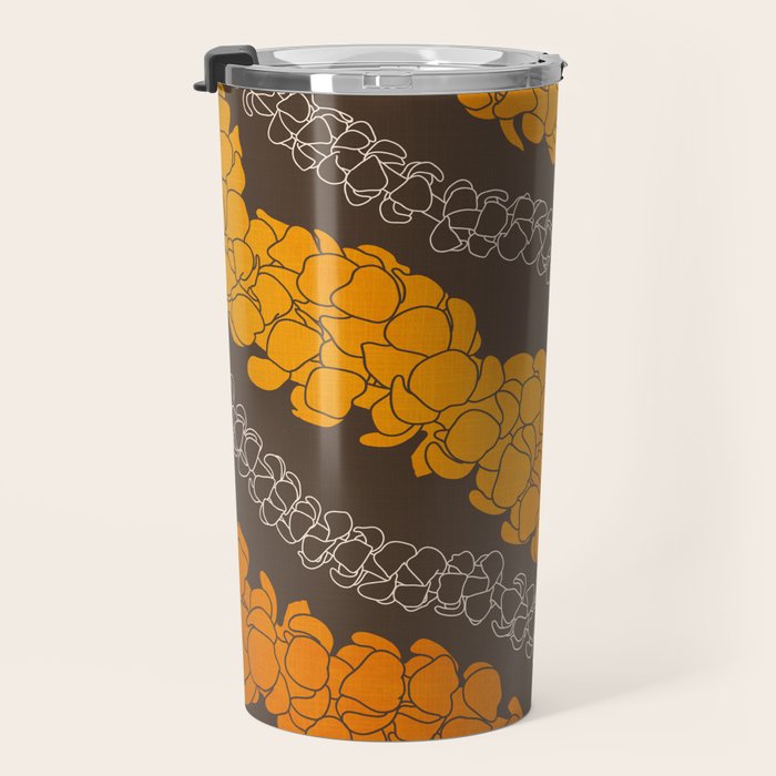 Hawaiian Puakenikeni lei on brown Travel Mug Gallery Image 3
