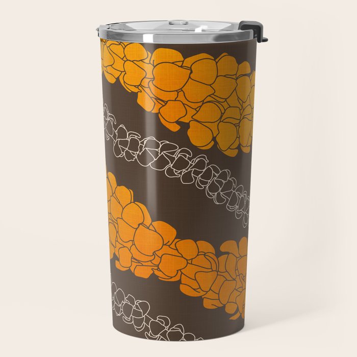 Hawaiian Puakenikeni lei on brown Travel Mug Gallery Image 2