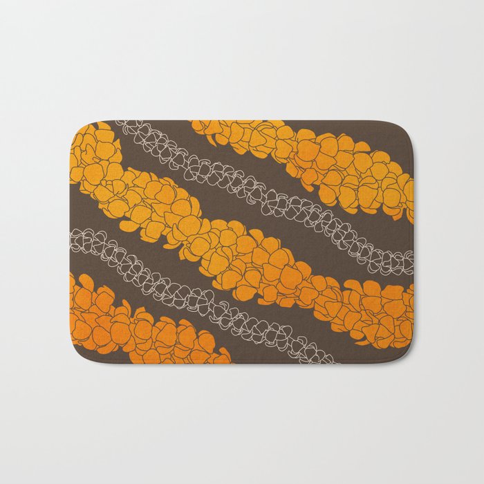 Hawaiian Puakenikeni lei on brown Bath Mat Gallery Image 1