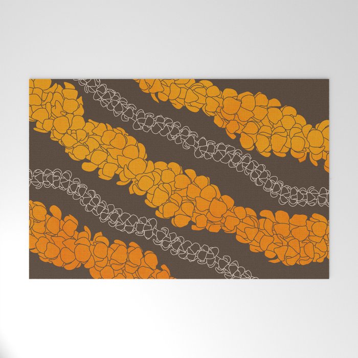 Hawaiian Puakenikeni lei on brown Welcome Mat Gallery Image 1