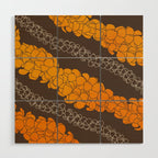 Hawaiian Puakenikeni lei on brown Wood Wall Art Gallery Image 1