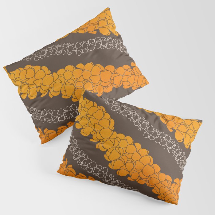 Hawaiian Puakenikeni lei on brown Pillow Sham Gallery Image 3