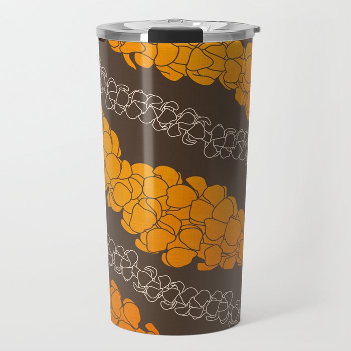Hawaiian Puakenikeni lei on brown Travel Mug Gallery Image 1