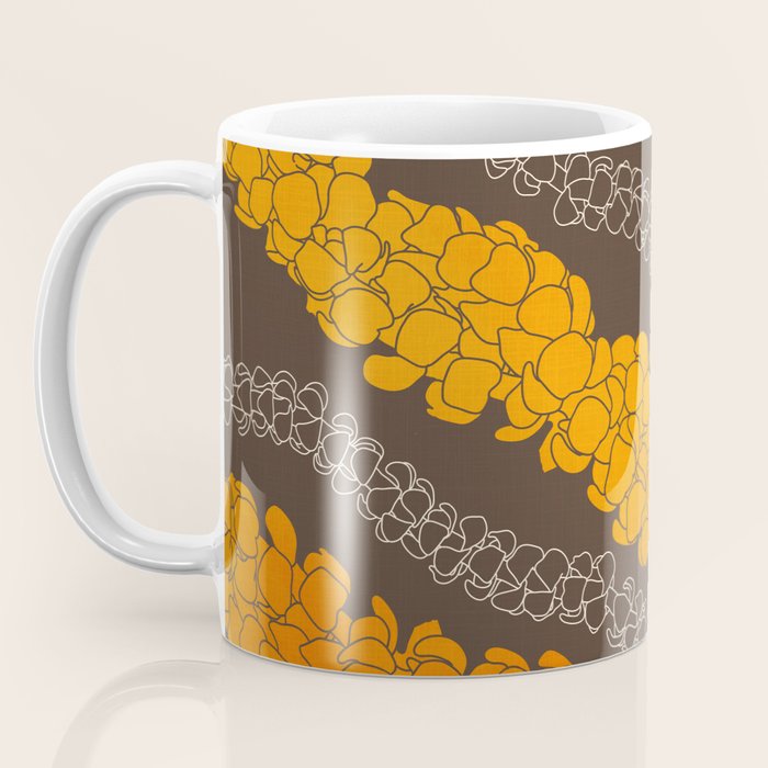 Hawaiian Puakenikeni lei on brown Coffee Mug Gallery Image 3