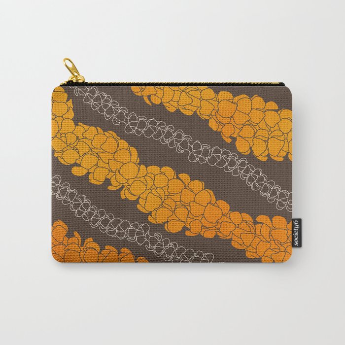 Hawaiian Puakenikeni lei on brown Carry All Pouch Gallery Image 1