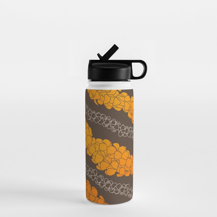 Hawaiian Puakenikeni lei on brown Water Bottle Gallery Image 1