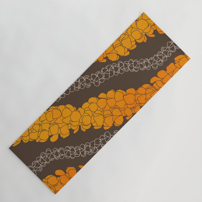 Hawaiian Puakenikeni lei on brown Yoga Mat Gallery Image 1