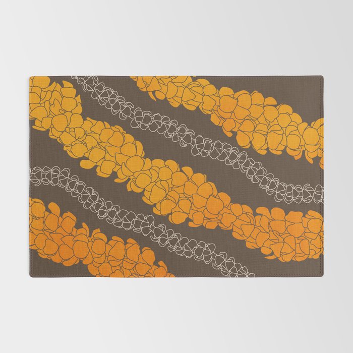 Hawaiian Puakenikeni lei on brown Rug Gallery Image 2