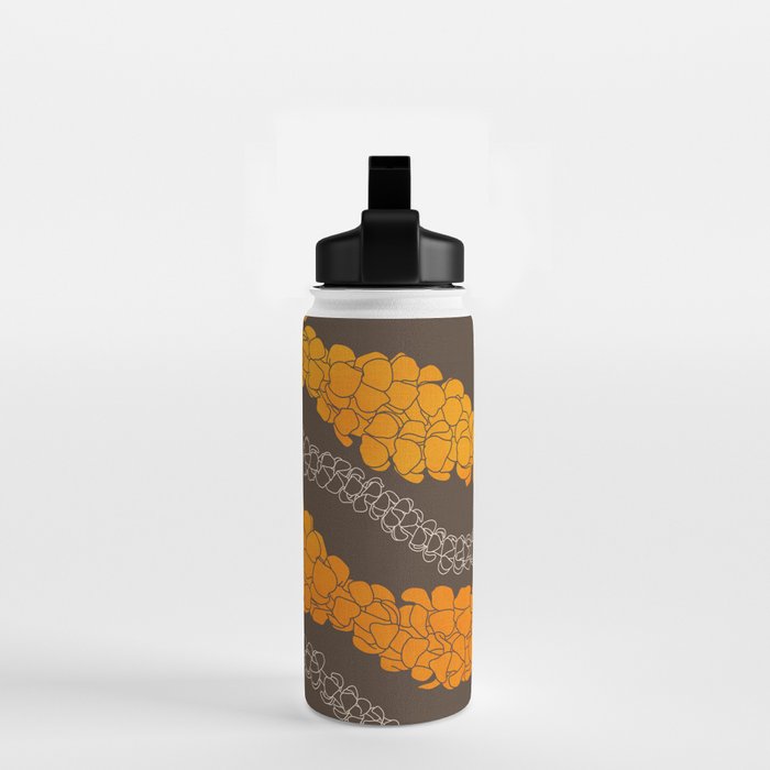 Hawaiian Puakenikeni lei on brown Water Bottle Gallery Image 2