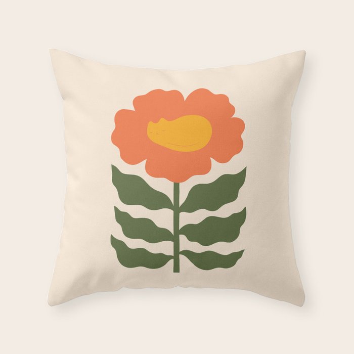 Cat and Plant 60 Throw Pillow Gallery Image 1
