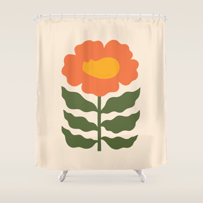 Cat and Plant 60 Shower Curtain Gallery Image 1