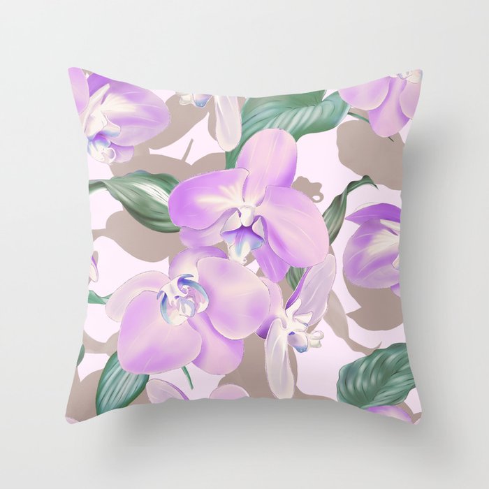 Lovely lilac exotic flowers L Throw Pillow Gallery Image 6