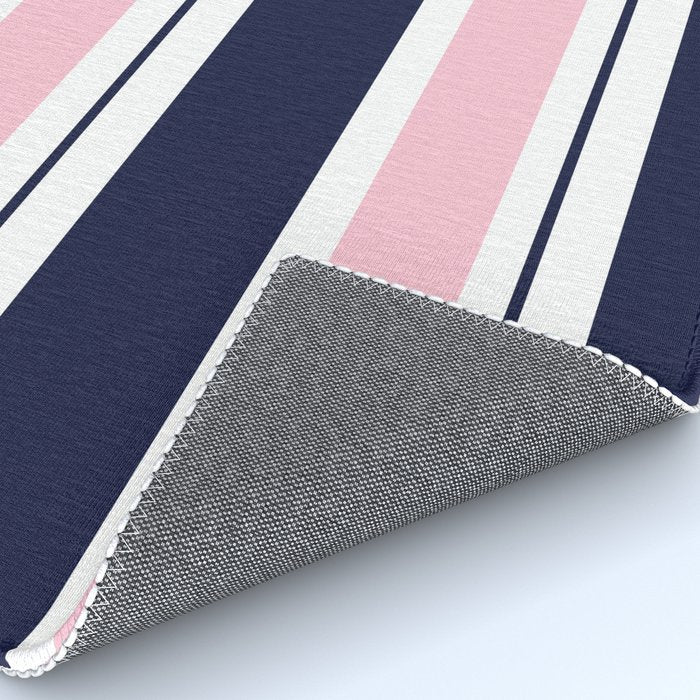 Blue Navy and Pink Stripes Rug Gallery Image 4