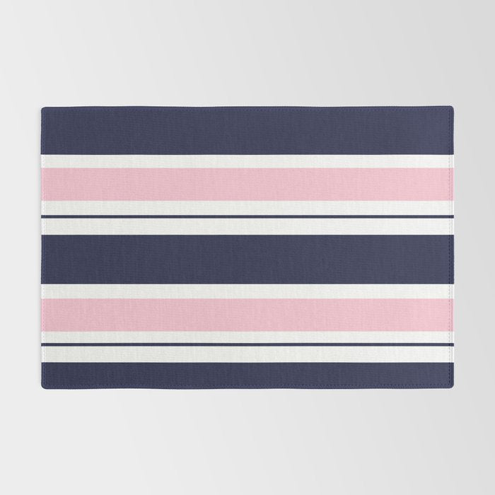 Blue Navy and Pink Stripes Rug Gallery Image 2
