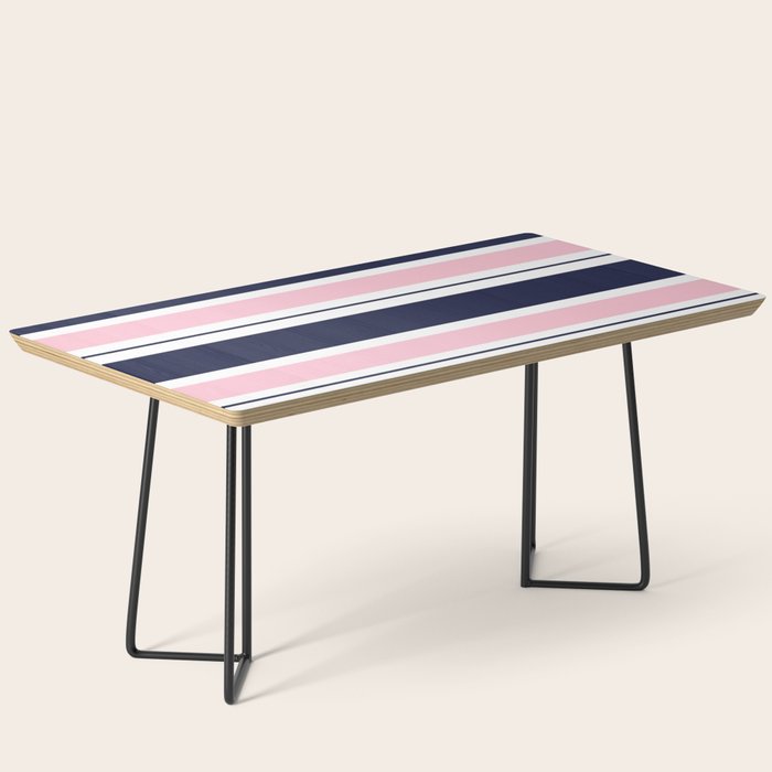 Blue Navy and Pink Stripes Coffee Table Gallery Image 1