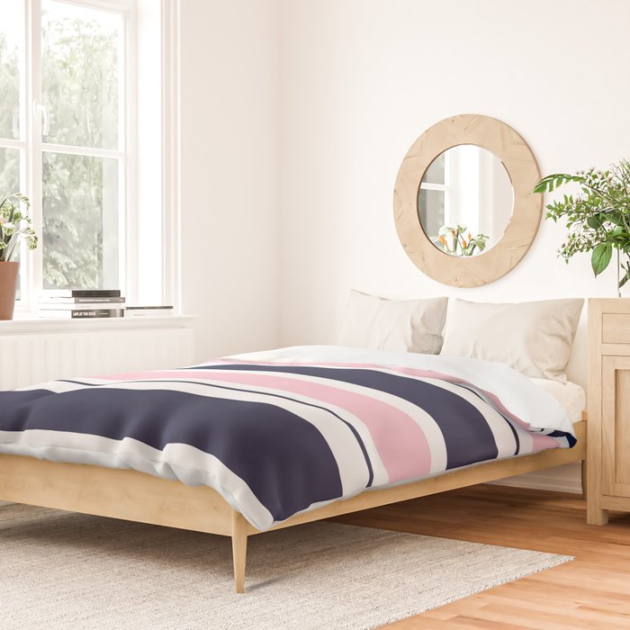 Blue Navy and Pink Stripes Duvet Cover Gallery Image 2
