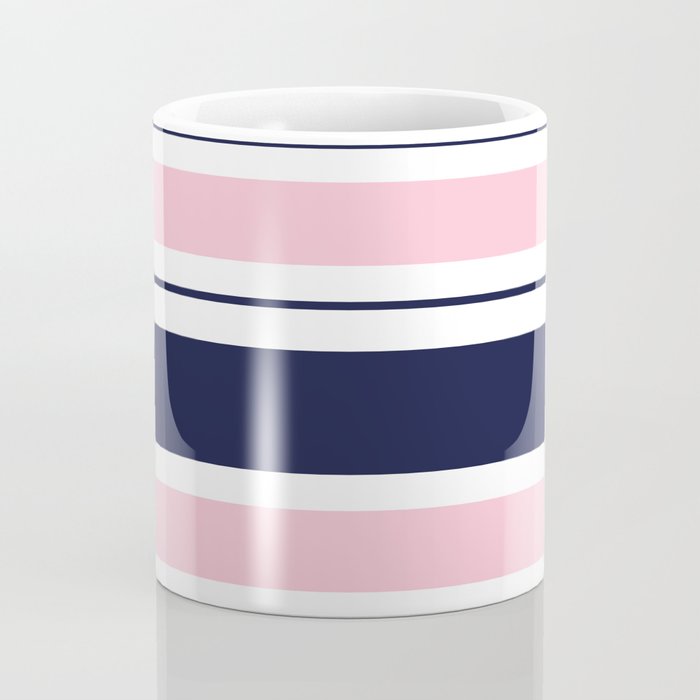 Blue Navy and Pink Stripes Coffee Mug Gallery Image 4