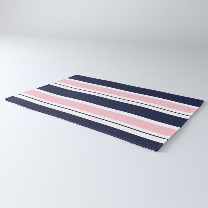 Blue Navy and Pink Stripes Rug Gallery Image 3