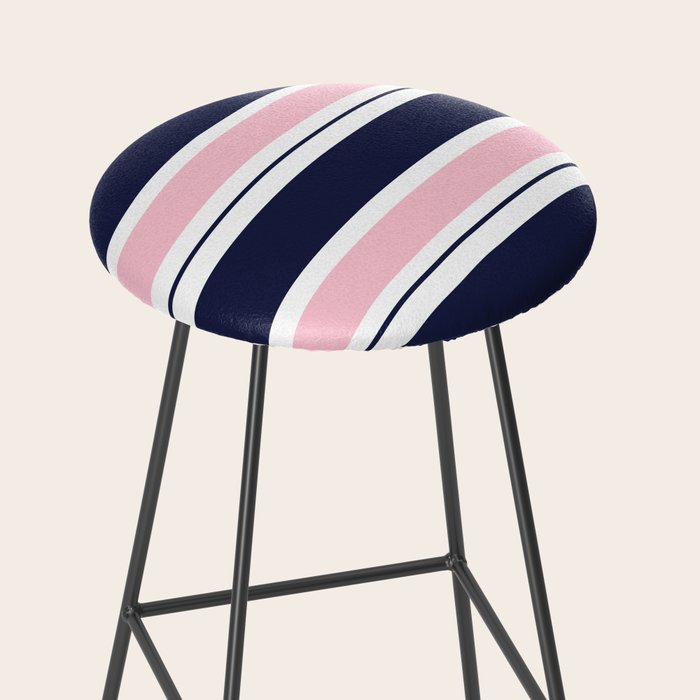 Blue Navy and Pink Stripes Stool Gallery Image 2