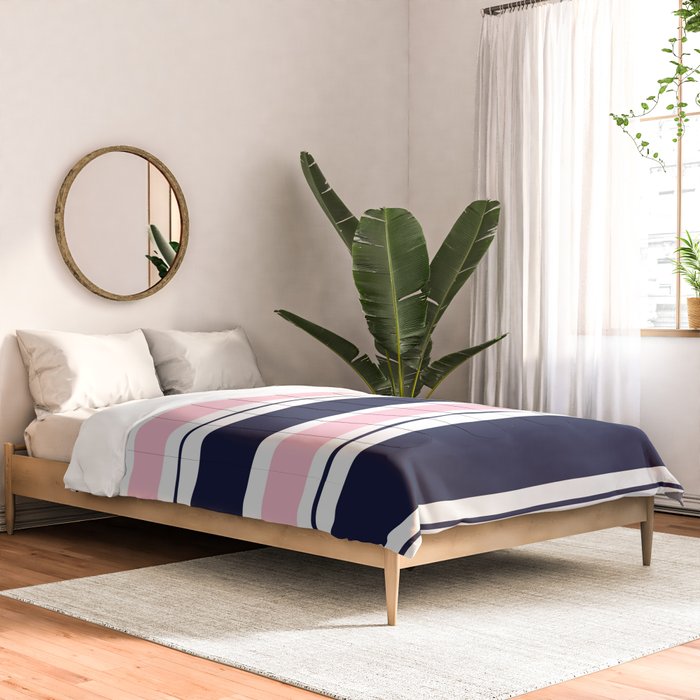 Blue Navy and Pink Stripes Comforter Gallery Image 2