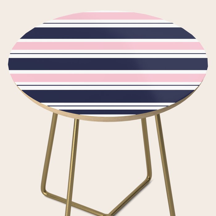 Blue Navy and Pink Stripes Side Table Gallery Image 2