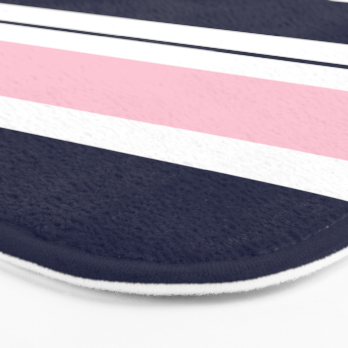 Blue Navy and Pink Stripes Bath Mat Gallery Image 3