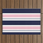 Blue Navy and Pink Stripes Outdoor Rug Gallery Image 1