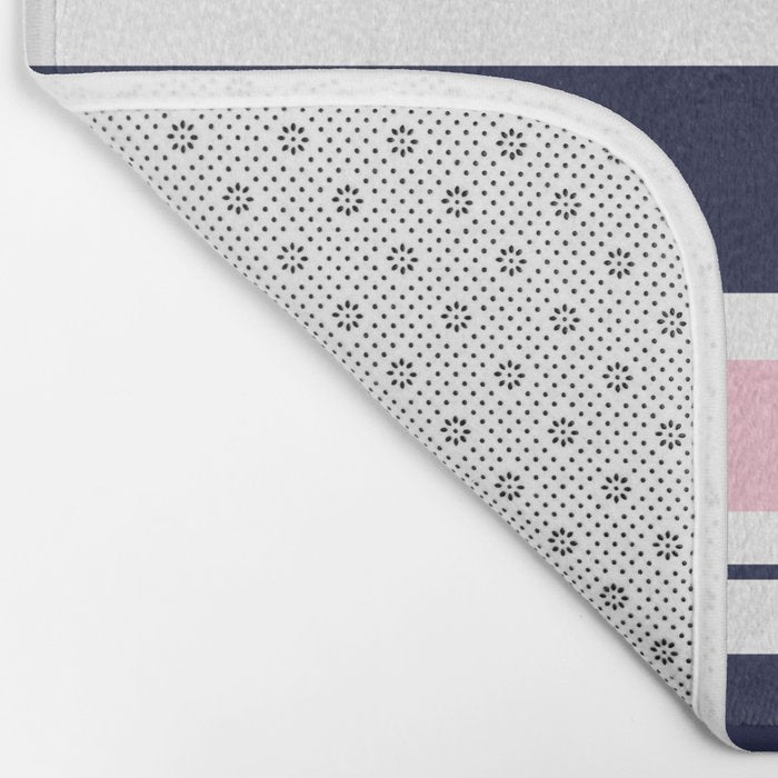 Blue Navy and Pink Stripes Bath Mat Gallery Image 2